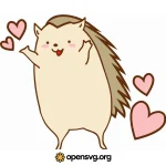 Cartoon Hedgehog With Heart Love, Hedgehog Animal Svg vector