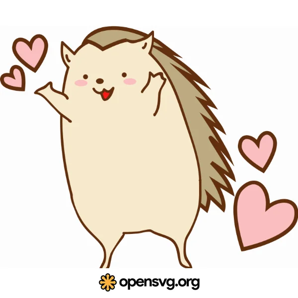 Cartoon Hedgehog With Heart Love, Hedgehog Animal