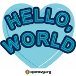 Hello World Text In Heart Shape Svg vector