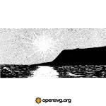 Sun On Ocean Illustration Background Svg vector
