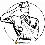 Injured Soldier Comic Character Saluting Svg vector