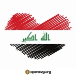 Iraq Flag In Heart Shape Svg vector