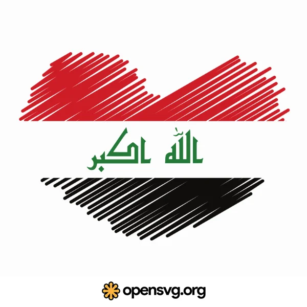 Iraq Flag In Heart Shape