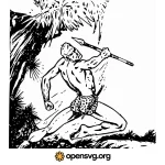 Tarzan Jungle Man With A Spear Svg vector