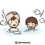 Kids In A Hot Bathtub, Cartoon Character Svg vector