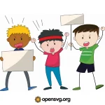 Kids Protesting Cartoon Character Svg vector