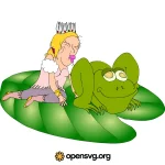 Woman Kiss The Frog Cartoon Character Svg vector