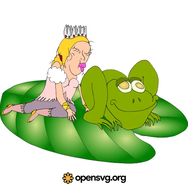 Woman Kiss The Frog Cartoon Character