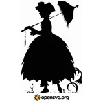 Lady Silhouette With Parasol Svg vector