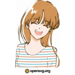 Laughing Female, Anime Illustration, Cartoon Character Svg vector