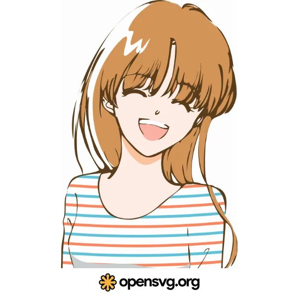 Laughing Female, Anime Illustration, Cartoon Character