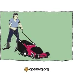 Lawn Mower With Man Svg vector
