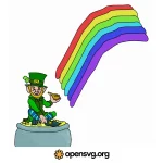 Leprechaun Character With A Rainbow Svg vector