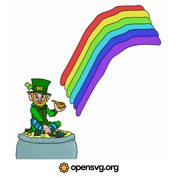 Leprechaun Character With A Rainbow