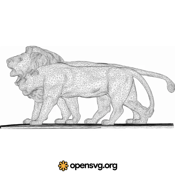 Lioness And Male Lion 3d Statue