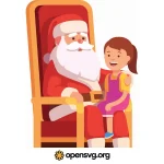 Santa With Little Girl Christmas Holiday Character Svg vector