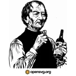 Aged Man Drink With Alcoholic Bottle Svg vector