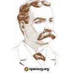 Vintage Man Portrait With Mustache, Man Character Svg vector