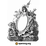 Antique Oval Mirror Frame, Decorative Floral Background Svg vector