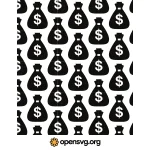 Black Money Bag Dollar Silhouette Sign Pattern Background Svg vector