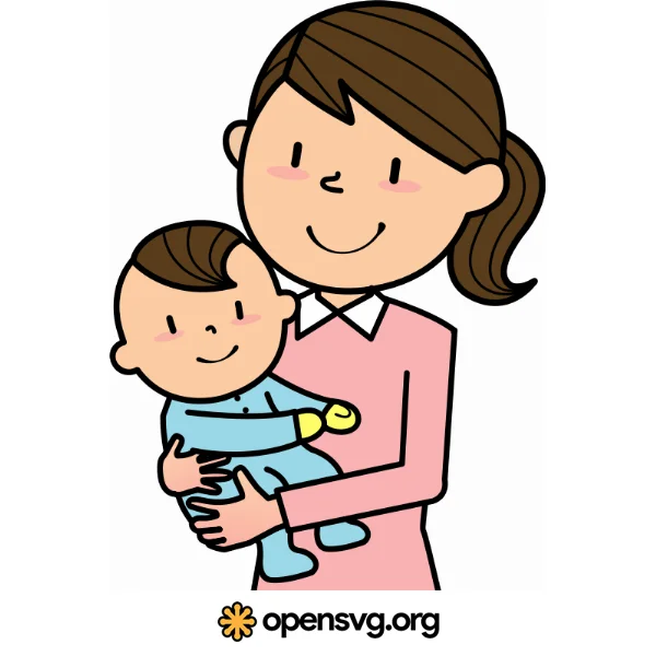 Mother And Toddler Baby, Cartoon Character
