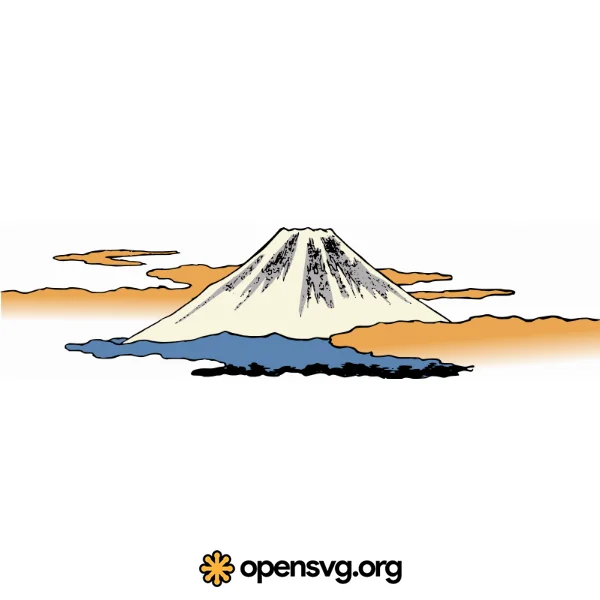 Mountain Fuji Illustration, Japanese Drawing Style