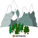 Snow Mountains And Green Tree Svg vector