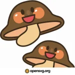 Cartoon Mushroom Face, Mushroom Character Svg vector