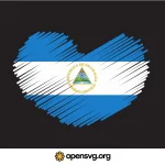 Nicaraguan Flag In Heart Shape Svg vector