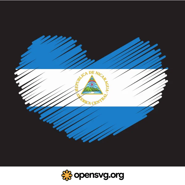 Nicaraguan Flag In Heart Shape