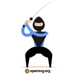 Ninja With Sword Svg vector