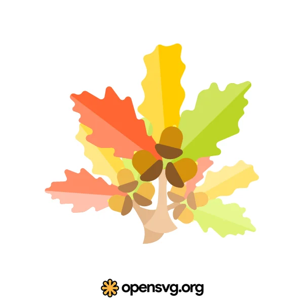 Colorful Oak Tree Leaf Icon