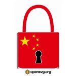 Chinese Flag On A Padlock Svg vector