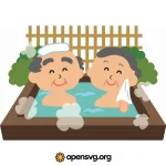 Aged Couple In The Pool, Cartoon Charater Svg vector