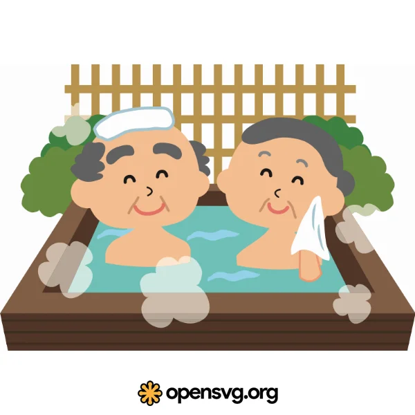 Aged Couple In The Pool, Cartoon Charater