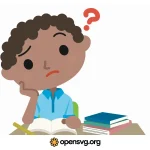 African Boy With Book Svg vector