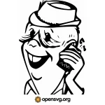 Comic Person Is Speaking Phone Outlined Character Svg vector