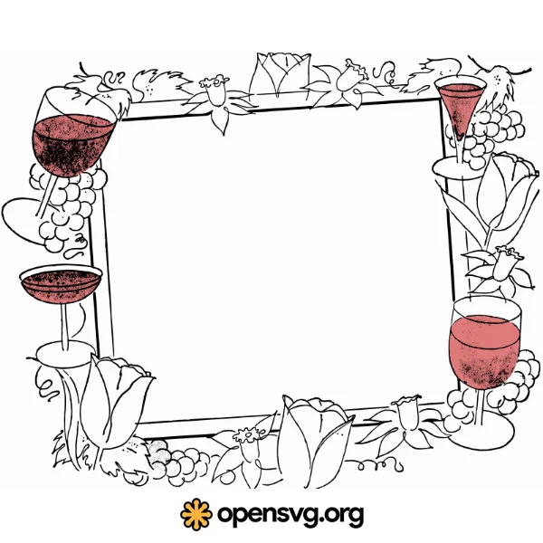 Retro Frame With Wine Flower Shape