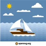 Sailboat On The Ocean Svg vector