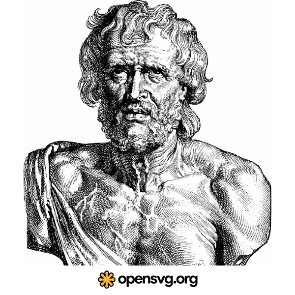 Vintage Seneca Philosopher, Portrait Illustration Character