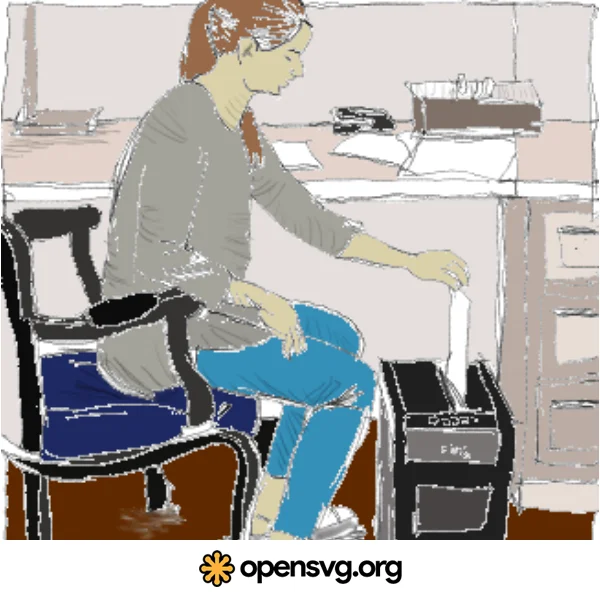 Illustration About Girl At Office Chair