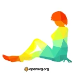 Sitting Woman Colorful Triangle Silhouette Svg vector