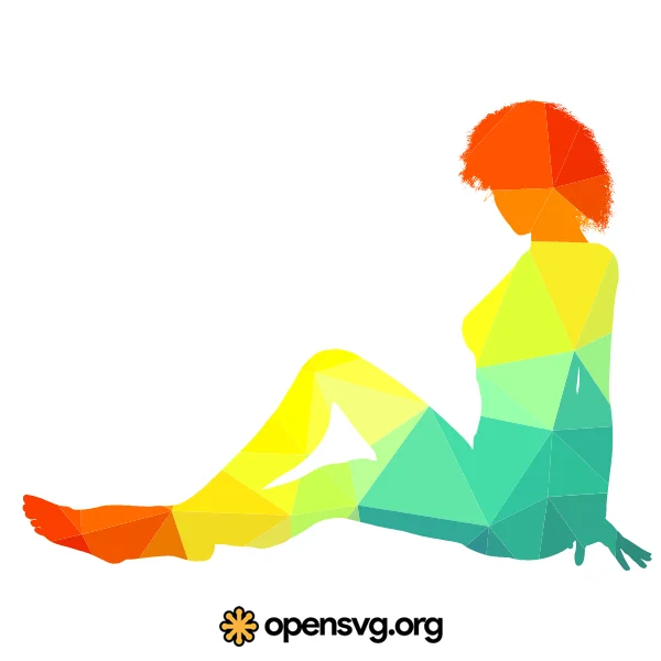 Sitting Woman Colorful Triangle Silhouette