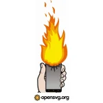 Smartphone In Hand On Fire Gadget Svg vector