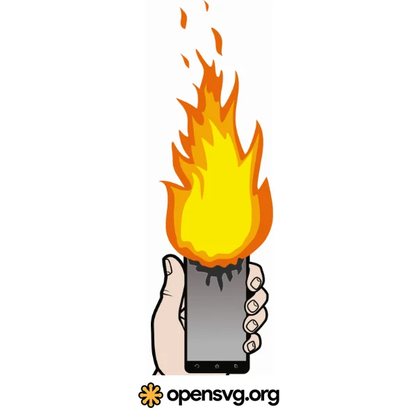 Smartphone In Hand On Fire Gadget