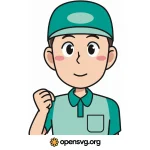 Young Service Man Cartoon Anime Svg vector