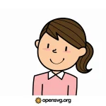 Smiling Girl Cartoon Character Svg vector