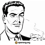 Smoking Man Comic Character Svg vector
