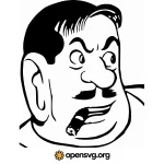 Smoking Man Comic Character With Moustache Svg vector