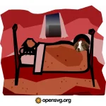 Bedroom Sleeping With A Dog Svg vector